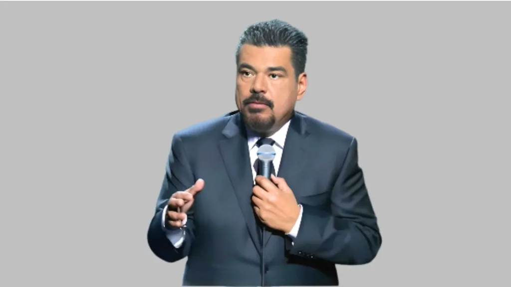 George Lopez hilarious look at Netflix comedy: "We'll Do It For Half", wearing blue coat