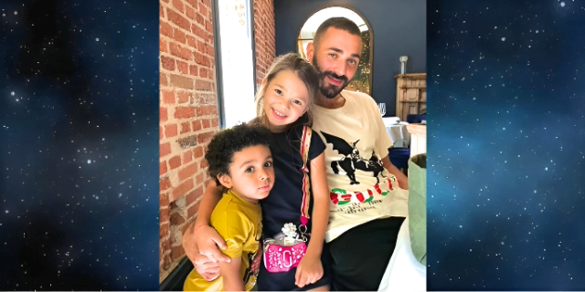 Karim Benzema with son Ibrahim and daughter Melia
